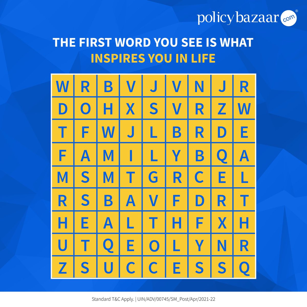 policybazaar's tweet photo. Tell us the first word you see!
#policybazaar #insurance #answerincomments
#tagyourfriends #puzzle #puzzleart #puzzles #wordsearchpuzzle https://t.co/3RpotHXRNa