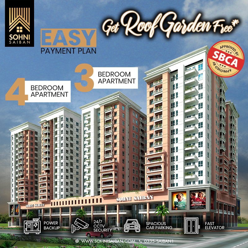 SohniSaiban's tweet photo. Live the life you have always dream, at Sohni Saiban. Extra luxurious 3,4 and 5 rooms apartments and large terraces are not the only features of this amazing project, an amazing lush green rooftop is the icing at the top. Hurry up before you miss this opportunity. https://t.co/7pmLIC5LQG