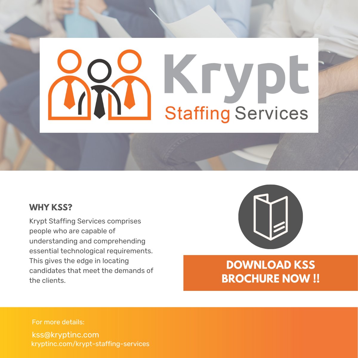 Kryptinc's tweet image. Krypt Staffing Services can assist with locating the best personnel for your project, whether it&apos;s on-site, off-site, or offshore. 

Download the brochure to learn more: hubs.li/Q017HkCY0

#Kryptbusiness #Kryptinc #KryptStaffing #KSS #hirenow #Kryptnews
