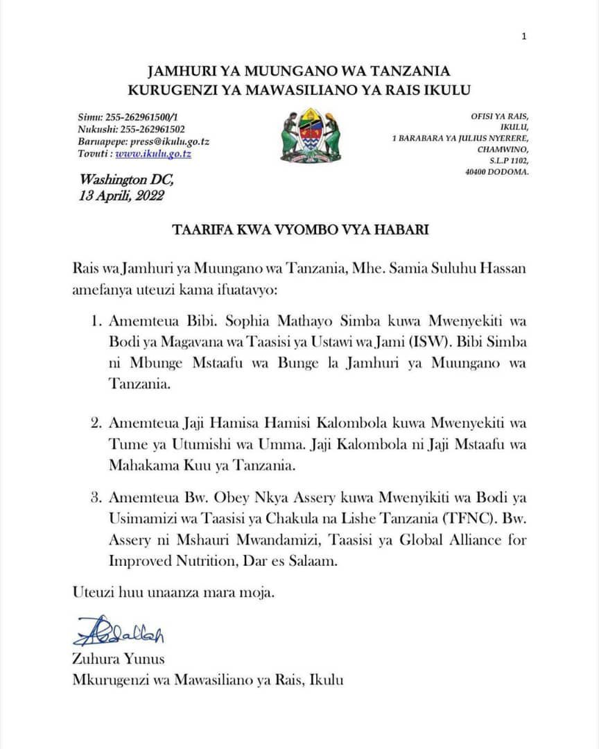 Nampongeza sana Ndg. <a href="/NkyaObey/">Sakito Malya</a> kwa kuaminiwa na Mhe. Rais  <a href="/SuluhuSamia/">Samia Suluhu</a> kwa kuteuliwa kuwa Mwenyekiti wa Bodi ya <a href="/TFNC_TZ/">Taasisi ya Chakula na Lishe Tanzania (TFNC)</a> Nimefarijika sana maana najua tunakwenda kutokomeza Udumavu na aina zote za Utapiamlo 🇹🇿. Nakutakia kila la kheri katika kutelekeza majukumu yako. #LisheBora