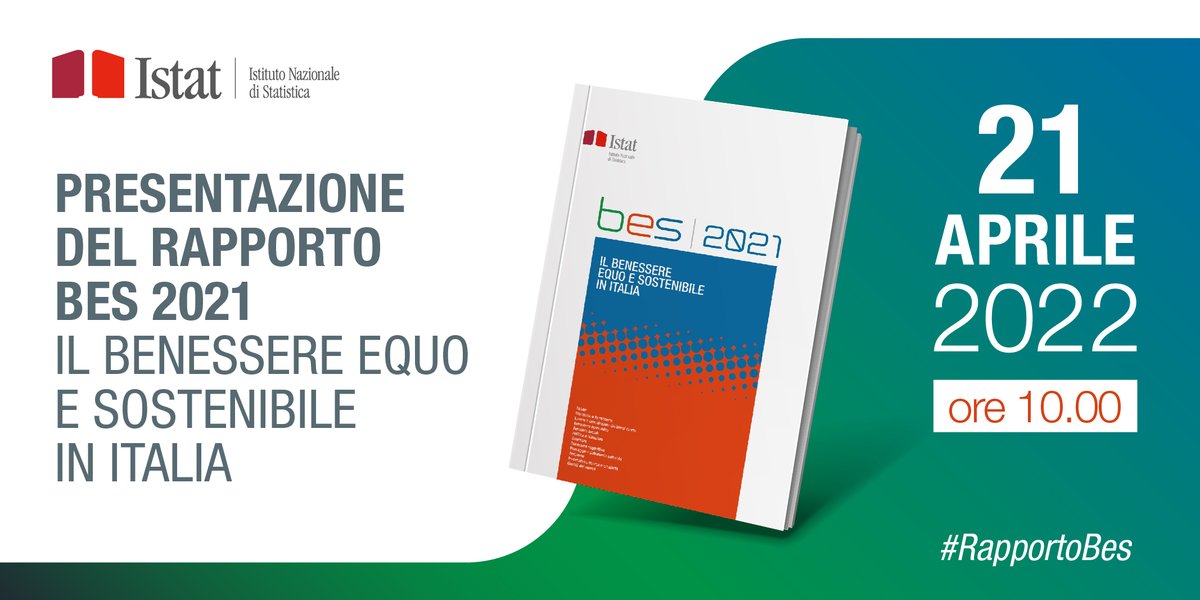 🗓️ #21aprile 
🕙 10.00

#Istat presenta Rapporto su Benessere equo e sostenibile nei due anni di #pandemia: il 2020, anno dello shock causato dall’emergenza sanitaria, e il 2021, anno della ripresa di PIL e occupazione. 

Registrati qui: 👉istat.it/it/archivio/26…

#RapportoBes