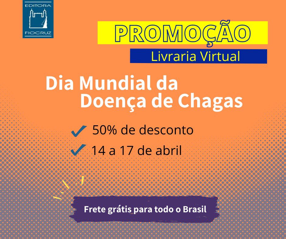 Hoje é o Dia Mundial da Doença de Chagas. Para marcar a data estamos com uma promoção na #LivrariaVirtual

⏰De hoje até domingo (17/4)

📚50% de desconto em uma seleção de livros com temática relacionada à doença

📦Frete grátis para todo o Brasil

#DiaMundialdadoençadeChagas
⏬