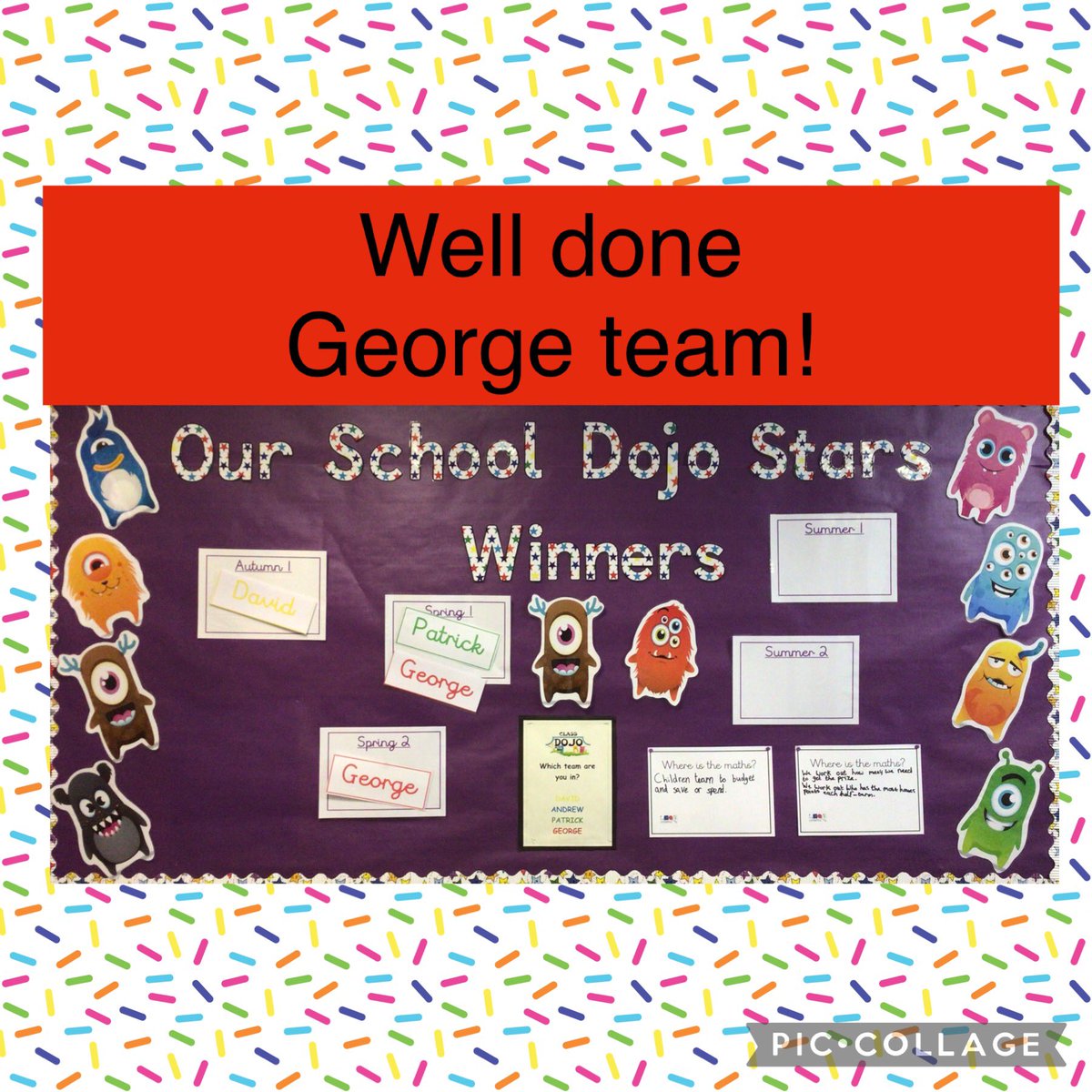 HolyFamily_RSHE's tweet photo. Congratulations to George team today! You have won the most Dojos this term! Well done for your enthusiasm and persistence to be your best in everything you do at Holy Family! #SchoolValues #LearningValues #MissionStatement https://t.co/ued58Oda9A