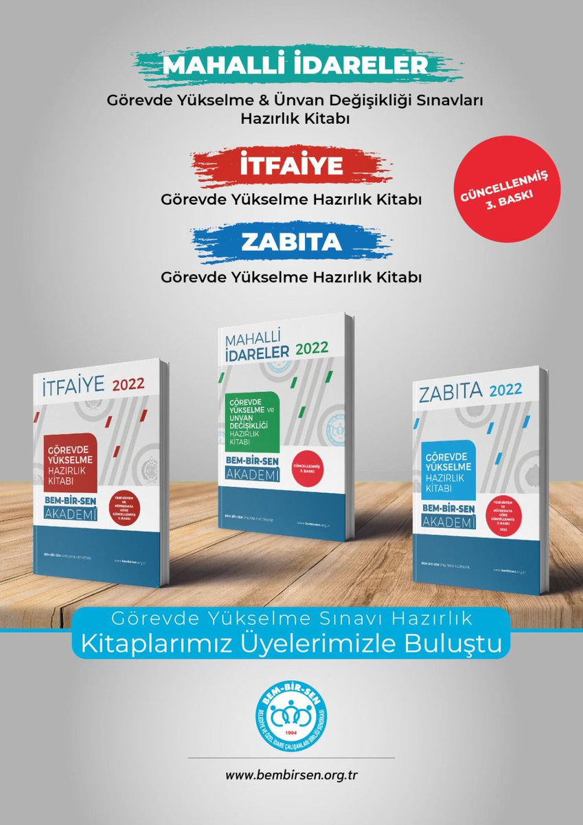 AkademiBBS's tweet photo. Görevde Yükselme ve Unvan Değişikliği Sınavına girecek Üyelerimiz için özel olarak hazırlanan 
hazırlık kitaplarımızın güncellenmiş baskılarını 
Türkiye'mizin dört bir yanındaki binlerce Üyemize hediye olarak ulaştırdık. 

Başarılar diliyoruz.

#BemBirSenAkademi https://t.co/WkTvIlyV2P