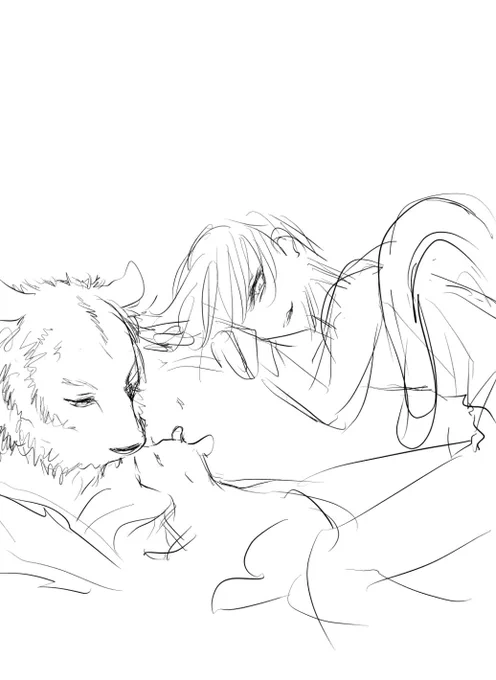 @selaselax こちらこそせらさんの作品のお手伝いができに光栄です〜〜〜〜💕💕
こちら出来上がるまでのラフです。少しでもお役に立てたなら嬉しいです😊😊ウフフ!せらさんの色塗り優しい色で本当に素敵です!勿論お話は最高なので是非読んで頂きたいですーーーーーー💕💕 
