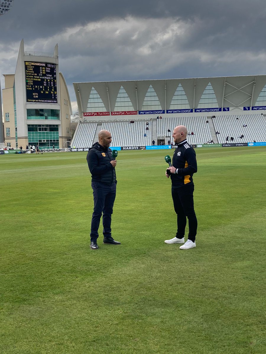 👪Our very own @markcliffordx discussing the Trust's important Easter projects on the @TrentBridge turf. He will be live in the next 5/10 mins with @bracecricket on commentary. Link below!