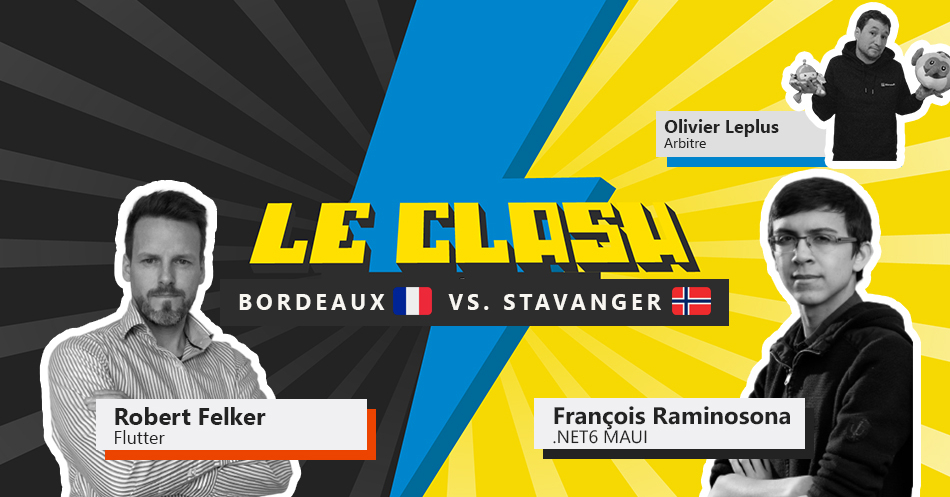 msdev_fr's tweet photo. 😱 C'est déjà dans 5 jours ! Prends vite ton billet, #LeClash multiplateformes entre Bordeaux  et Stavanger… pardon entre @BlueAquilae et @Framinosona sur .NET6 vs. Flutter c'est le 19/04 à  12h30 🥊