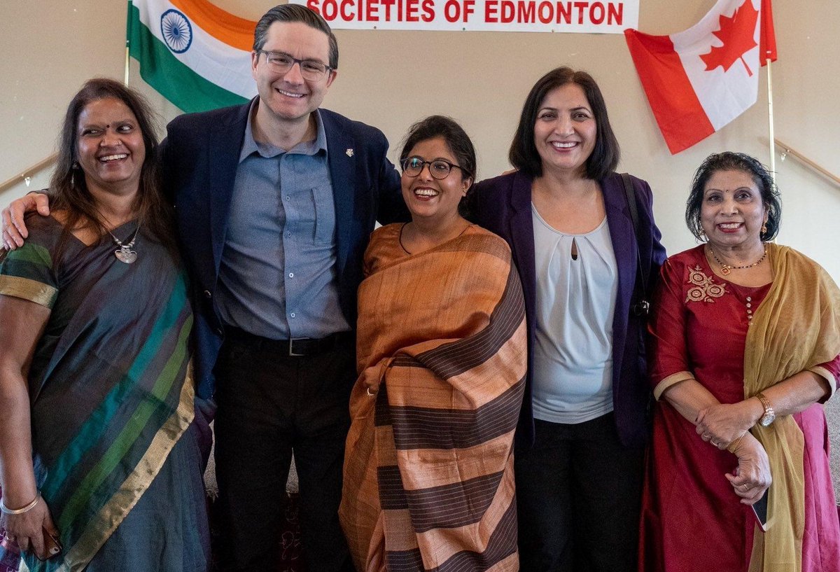 PierrePoilievre's tweet photo. Thanks to Edmonton’s Council of India for hosting my talk on removing gatekeepers so qualified immigrant professionals &amp; tradespeople can work in their fields.

We'll incentivize provinces to bring fast, merit-based licensing so newcomers earn bigger paycheques doing needed work. https://t.co/LxeFwSl8dj