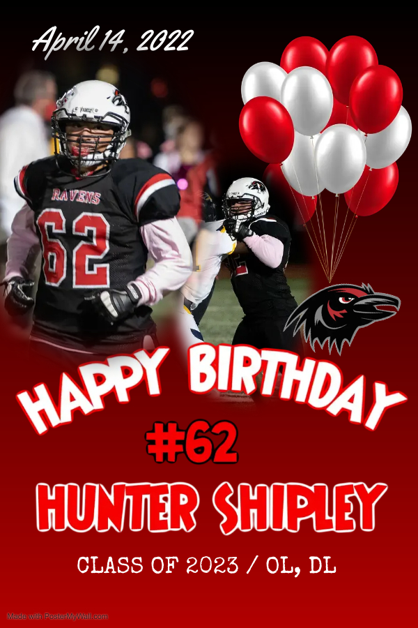 Robbinsville Ravens Football (@rvilleravensfb) on Twitter photo Oh what a GLORIOUS Spring Break day it is, for today marks the 17th birthday of one of the big men on the OL and DL! Part of the life insurance policy for our QBs! Happy Birthday to HUNTER SHIPLEY! Enjoy your day! <a href="/Coach_Bsnell/">Coach Snell</a> @RobbinsvilleAD <a href="/RvilleProud/">RvilleProud</a> <a href="/RvilleNews/">RvilleRavens</a> Oh what a GLORIOUS Spring Break day it is, for today marks the 17th birthday of one of the big men on the OL and DL! Part of the life insurance policy for our QBs! Happy Birthday to HUNTER SHIPLEY! Enjoy your day! <a href="/Coach_Bsnell/">Coach Snell</a> @RobbinsvilleAD <a href="/RvilleProud/">RvilleProud</a> <a href="/RvilleNews/">RvilleRavens</a>
