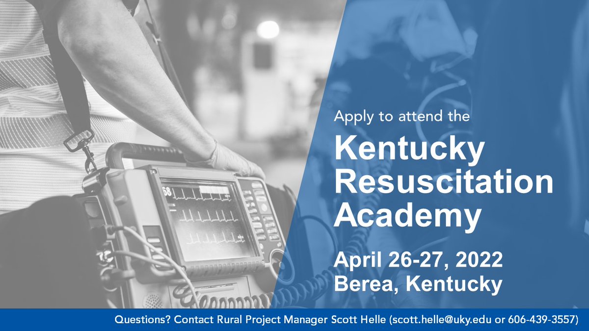 TIME RUNNING OUT: We’ve still got a few seats remaining for the April 26-27 Kentucky Resuscitation Academy in Berea. More details: bit.ly/3hffpL5 Required application: bit.ly/3t92qjr