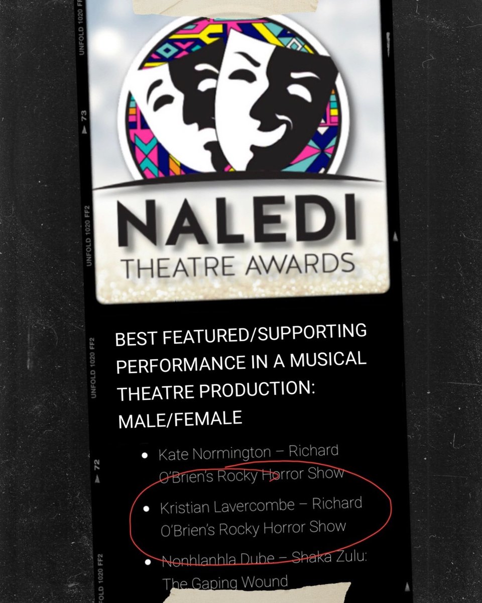 I’ve been nominated in South Africa’s Naledi Theatre Awards for BEST FEATURED / SUPPORTING PERFORMANCE IN A MUSICAL THEATRE PRODUCTION MALE/FEMALE.  Well, that’s the cherry on the cake for my time in SA. I had a very special time working on the show there. #naleditheatreawards
