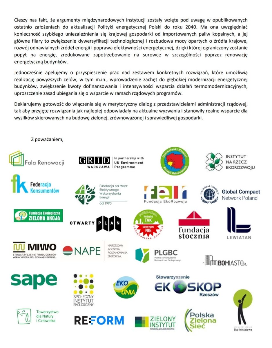 🚨26 organizacji wsparło inicjatywę @IRenowacji i zaapelowało do Premiera @MorawieckiM w sprawie szybkiego wdrożenia skutecznych programów wsparcia modernizacji energetycznej budynków🏡 #EE1 #ubóstwoenergetyczne #bezpieczeństwoenergetyczne bit.ly/3KLqTCX @ZielonaInteria