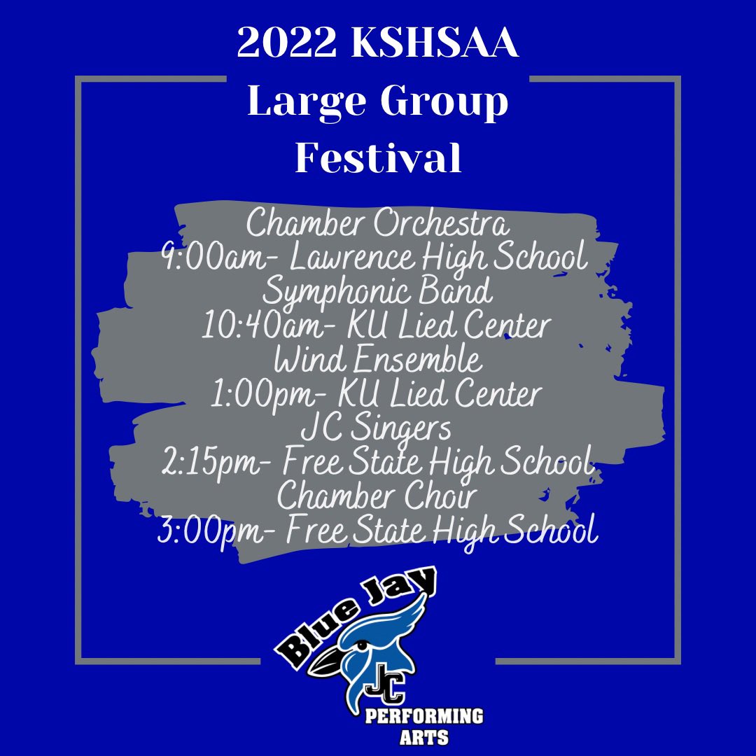 JCBlueJayBands's tweet photo. The day is finally here! Send positive vibes to all our JCHS musicians performing at State Large Group! You’ve all worked hard to prepare. Go make some BEAUTIFUL music today! #BeBoldBeBlue #Thrivein475 https://t.co/a0z7bZHlsc