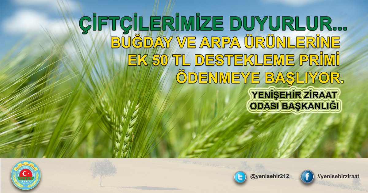 Buğday ve Arpa ürünlerine EK 50 TL Destekleme Primi 15 Nisan Cuma günü Çiftçi ve Üreticilerimizin hesaplarına,
T.C NO: 0-2-4 İle Biten 15 Nisan Cuma Günü Saat 18.00 dan
T.C NO: 6 ve 8 İle Biten 22 Nisan Cuma Günü Saat 18.00 dan sonra hesaplara aktarılacaktır. <a href="/semsibayraktar/">Şemsi Bayraktar</a>
