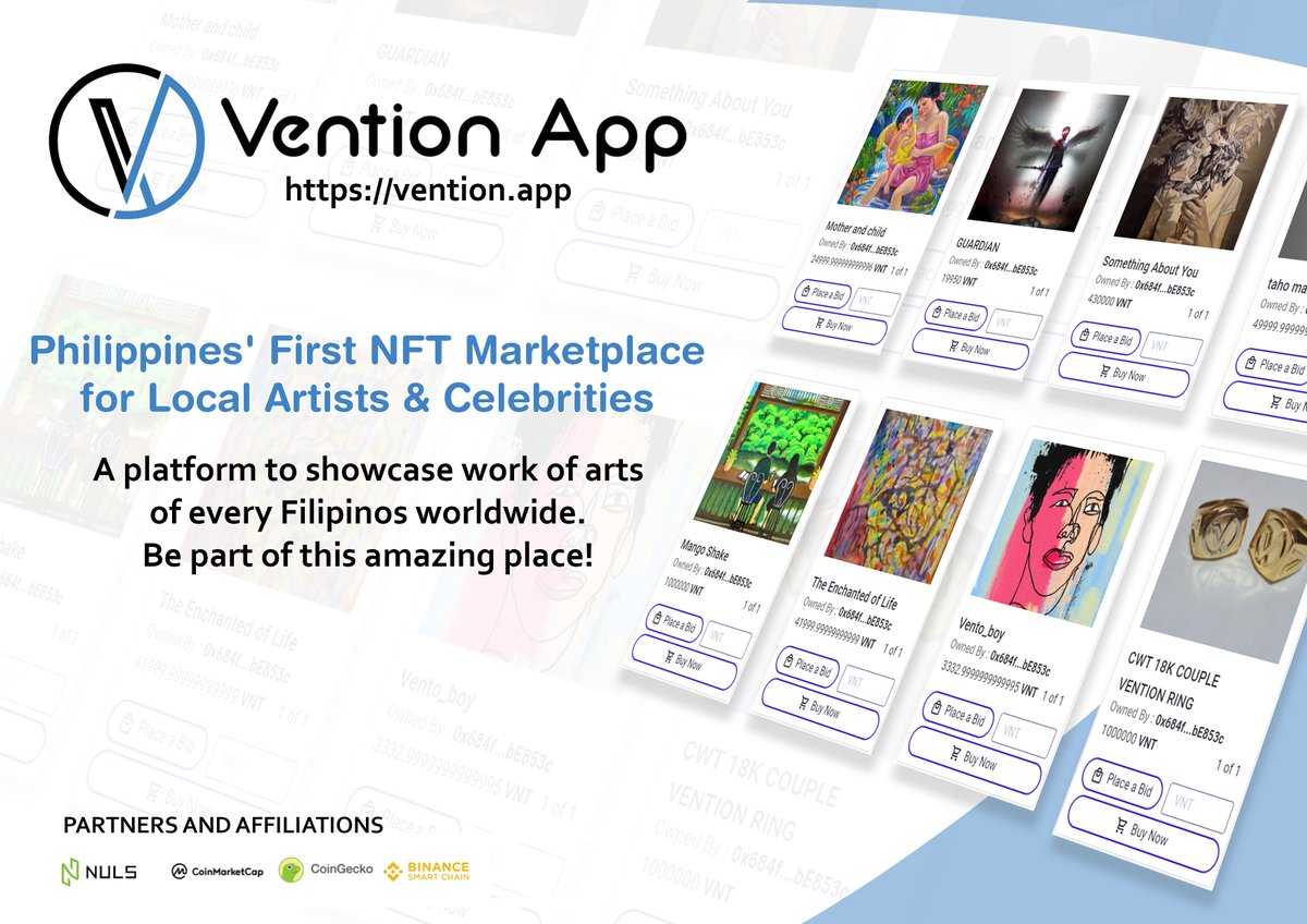 ventionapp's tweet photo. Vention App is unstoppable! 

Details:
https://t.co/boOEKWpr0d

Our NFT collection would only keep growing as well as our userbase. A big announcement is almost here. 

#Vention #VNT #VentionApp #Marketplace #NFT https://t.co/YE4HTizxL5