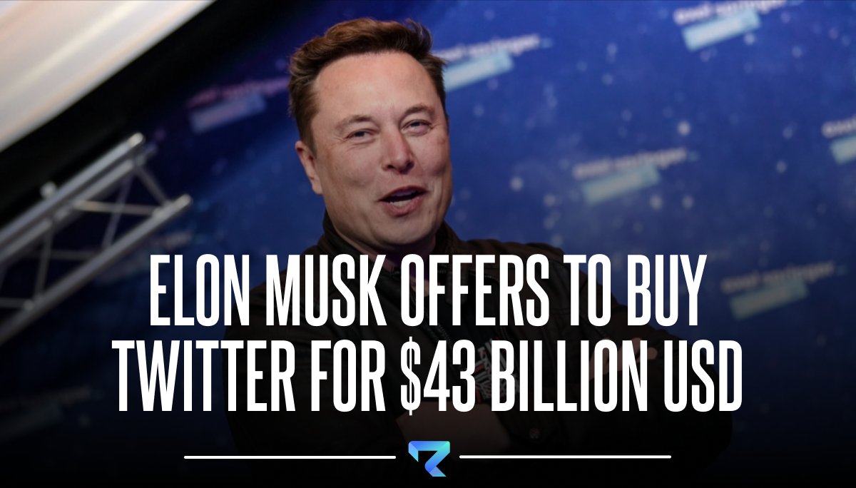 reactiv3studios's tweet photo. #BREAKING: #Elonmusk offers #Twitter a whopping $43 billion dollars in cash for 100% of their shares, promising to "Boost free speech and democracy across the world." https://t.co/05N4unWxfz