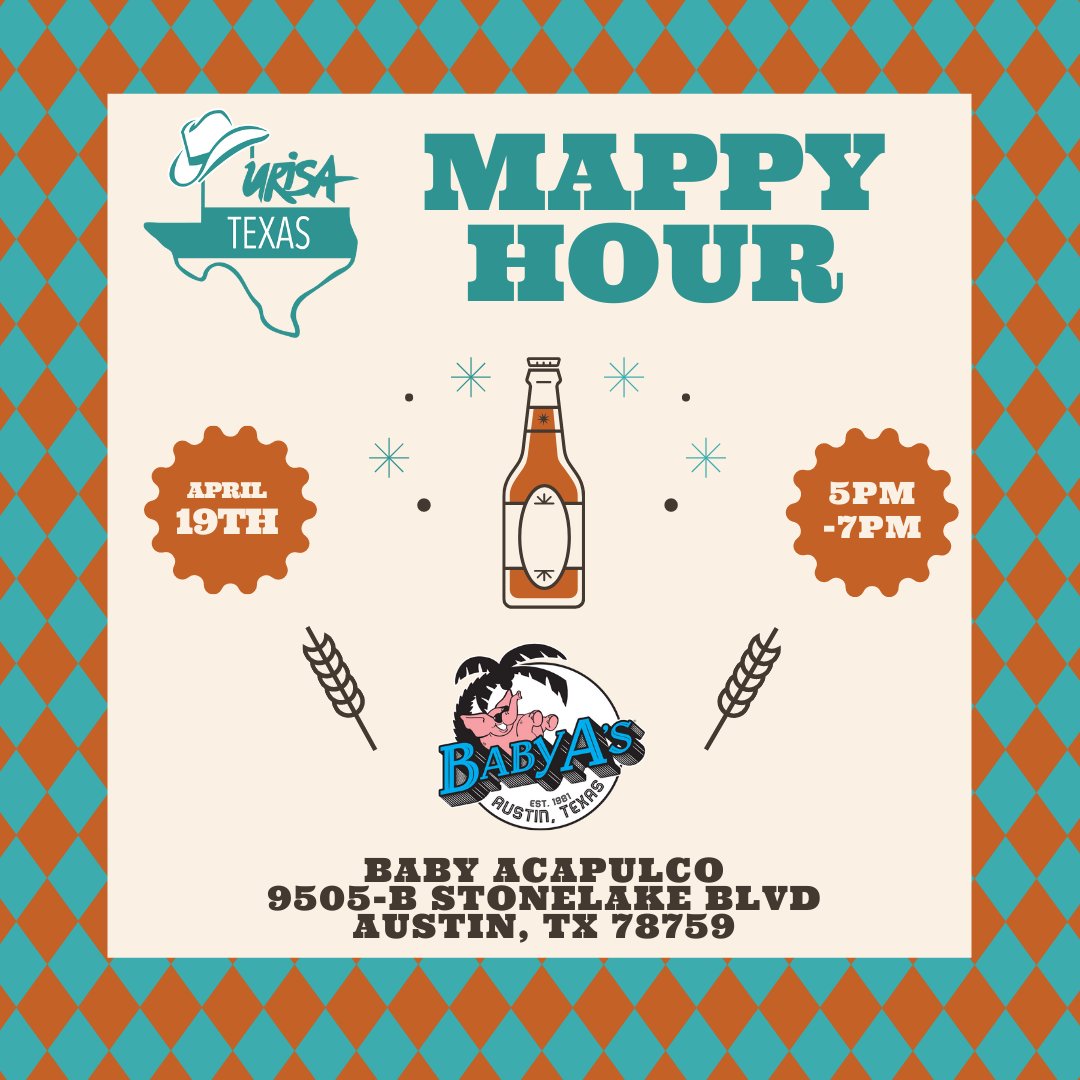 Let's head over to Baby A's after the Consortech FME Workshop for some casual networking and great brews. You do not have to have attended the workshop to attend the Mappy Hour! Come join in for some fun. Register here: ow.ly/fULk50IyZpN
#urisatexas #urisa #mappyhour