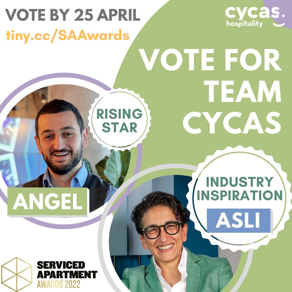 vertiqhotels's tweet photo. Congrats to Asli Kutlucan &amp; Angel Shtrbevski, shortlisted for Industry Inspiration &amp; Rising Star in this year's @ServAptNews Serviced Apartment Awards. As the winners are chosen by the public, please support our dynamic duo with your vote on https://t.co/XittSDg0O2. #SAAwards2022 https://t.co/VlwlMW7K5u