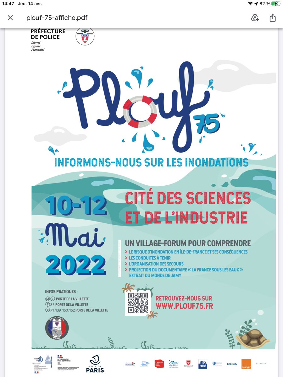 iffo_rme's tweet photo. #SaveTheDate Du 10 au 12 mai le #SGZDS de @prefpolice organise à la Cité des Sciences le village-forum #inondation #Plouf75 ➡️ Inscriptions https://t.co/6oqscqu7Tc https://t.co/QKr0xCbDHG