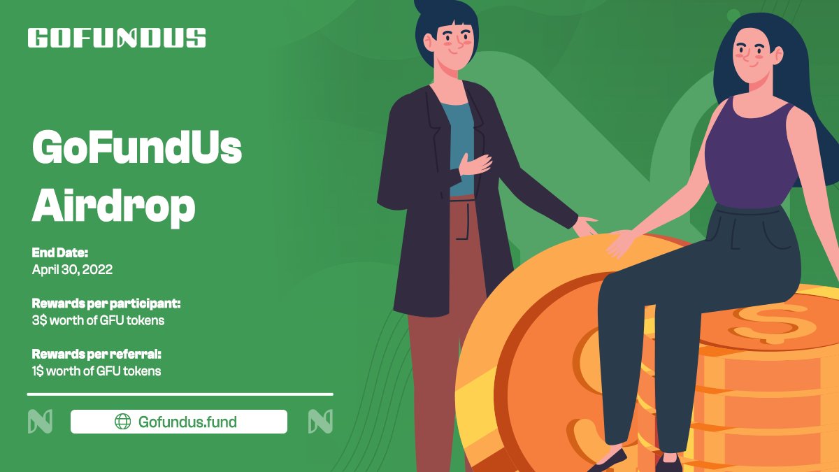 🪂 #GoFundUs #Airdrop Campaign 🪂

🏆 10,000$ worth of GFU 🏆

1️⃣ Do 5 tasks
2️⃣ Get 3$ worth of GFU
3️⃣ Refer more to earn more 

🚀 Airdrop Link: t.me/GoFundUSAirdro…
🗒 Rules: reddit.com/r/GoFundUsOffi…