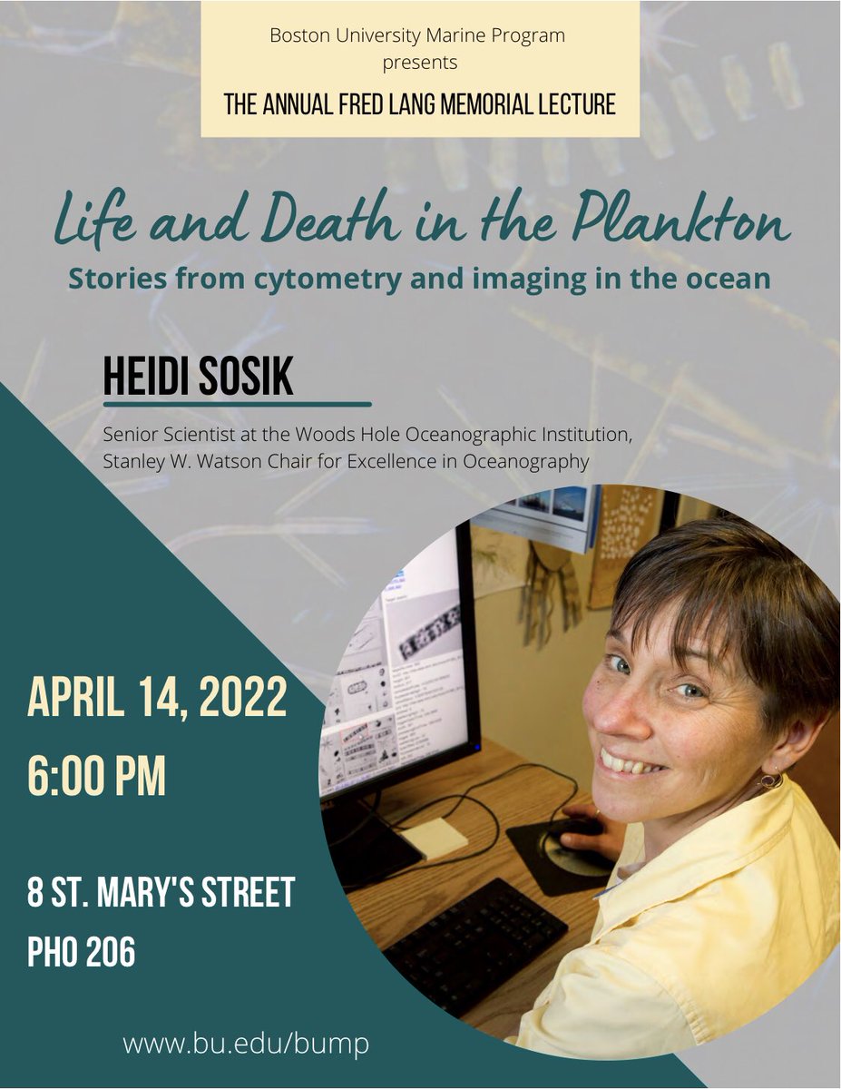 BUMPatBU's tweet photo. Happening tonight! Special lecture in #marinescience at @BU_Tweets #GoBUMP @BUEarth @BU_Biology https://t.co/yZkRJ9rfCp