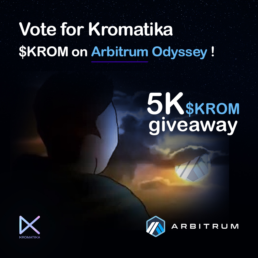 The voting poll has been moved to snapshot
snapshot.org/#/arbitrum-ody…

Connect your wallet then vote KROMATIKA.
As long as you held .0002 ETH on Arbitrum as of yesterday, you can vote.

We are giving away 5k $KROM to one lucky voter who completes the tasks:
gleam.io/wohZB/vote-kro…