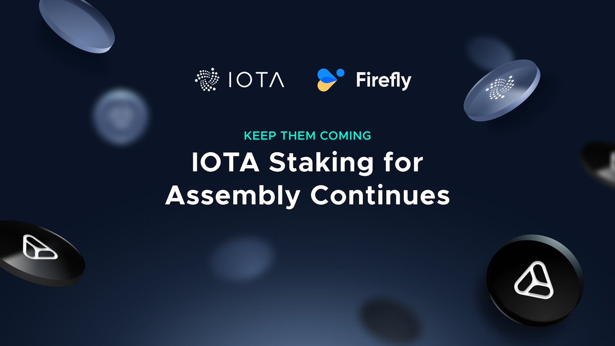 Mark your calendars 📅. Staking #IOTA for <a href="/assembly_net/">Assembly</a> tokens is back in #Firefly, Tues. April 19th @ 3PM CEST📣! 
#Rewards will drop 3 days later for 90 days, entering phase 2 of a total of 24 months of #staking. 
Details &amp; conditions👇
blog.iota.org/iota-staking-f…
$MIOTA $ASMB