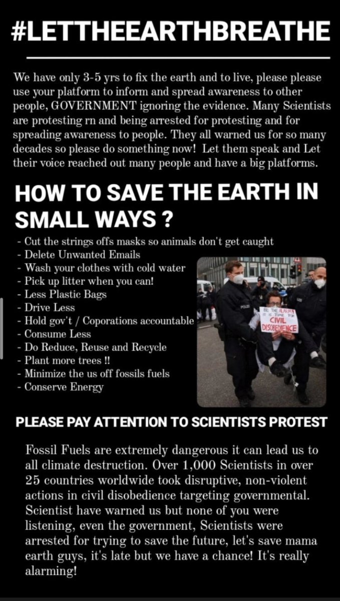 📢SPREAD AWARENESS ‼️♻️#LetTheEarthBreath🌏
#ScientistProtest
#SaveMotherEarth
#StopFossilFuel
WE ARE RESPONSIBLE FOR THIS MESS!!!