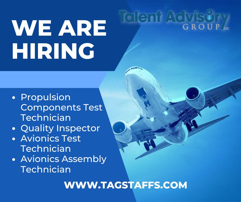 TAGStaffing's tweet photo. Hiring!!!
📍Long Beach CA

visit https://t.co/IGE2xqJp8Z

#weareTAG #hiring #innovatethefuture #avionics #aerospace #avionicstechnician #qualityinspector #Testtechnician #AssemblyTechnician https://t.co/d9XubTCTnM