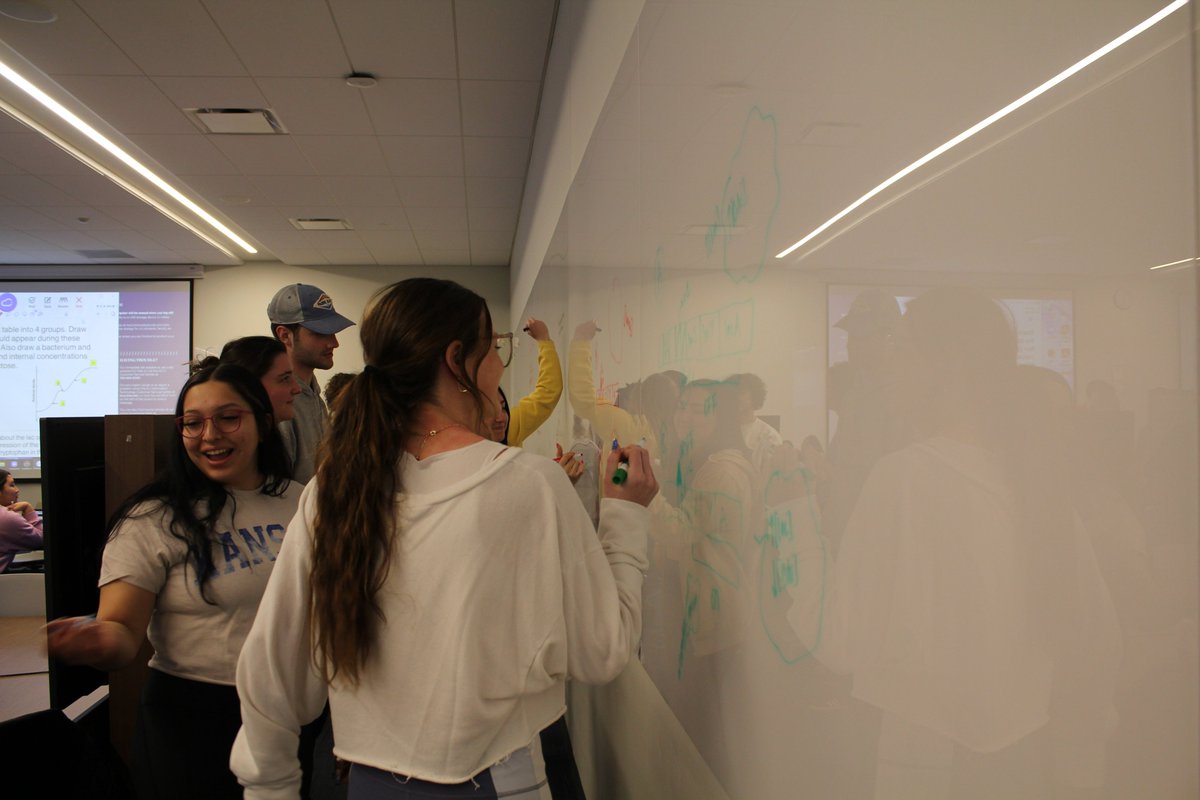 KUbiology's tweet photo. The Students of BIOL 400, Fundamentals of Microbiology, collaborate and put their knowledge to the test as they complete board work and solve challenge questions.
#scientistsintraining #mircobiology #LabsatKU
@kuhotZmicro https://t.co/2AZCvO5eGJ