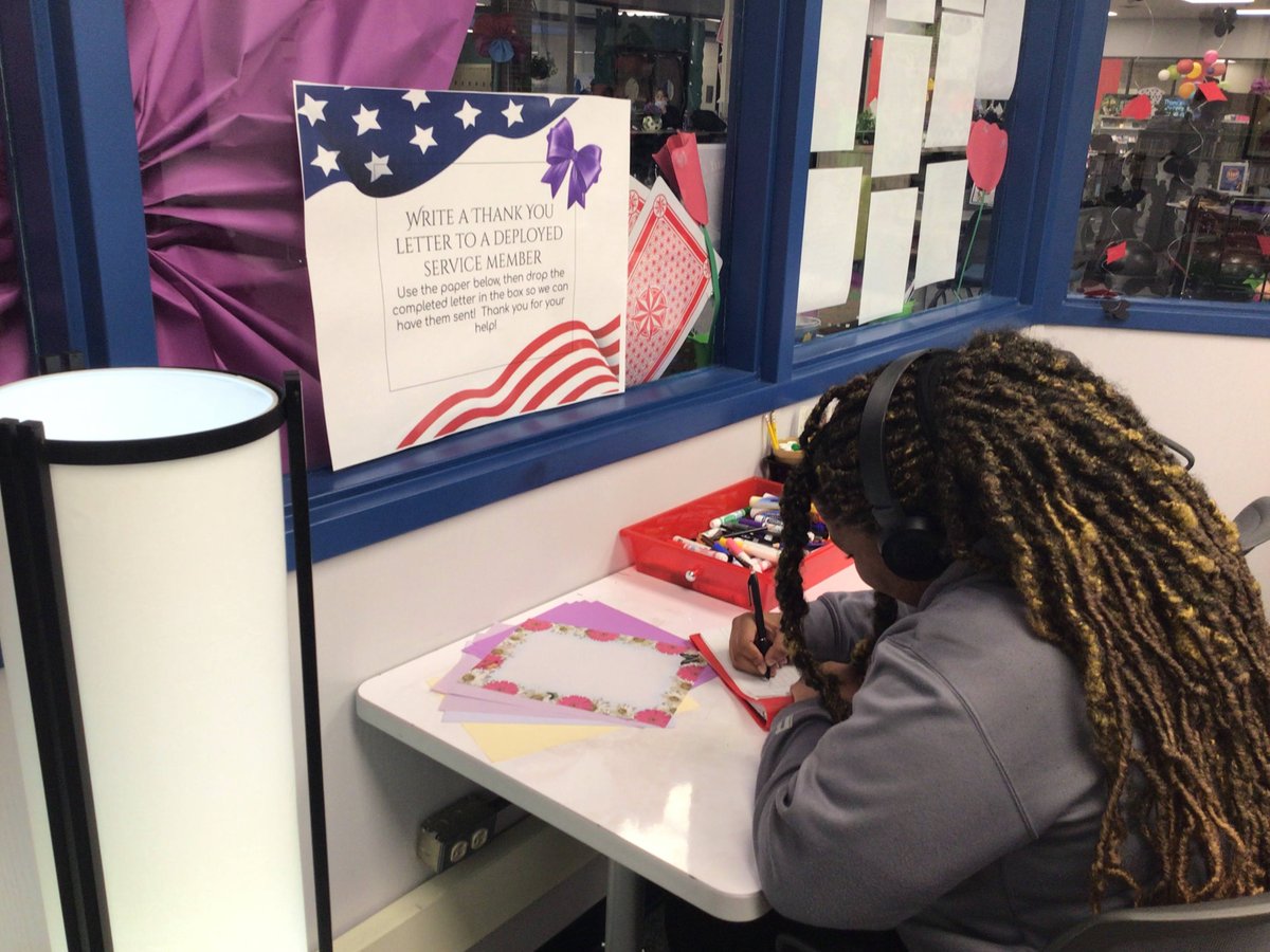 Smiley01April's tweet photo. Our students are writing letter to Thank deployed service members during Military Child Month. Purple Up!! #GAMilitaryChildMonth @MRRVH @MaryRyan_LCSS @BIParentEngage https://t.co/gyOxup9DjO