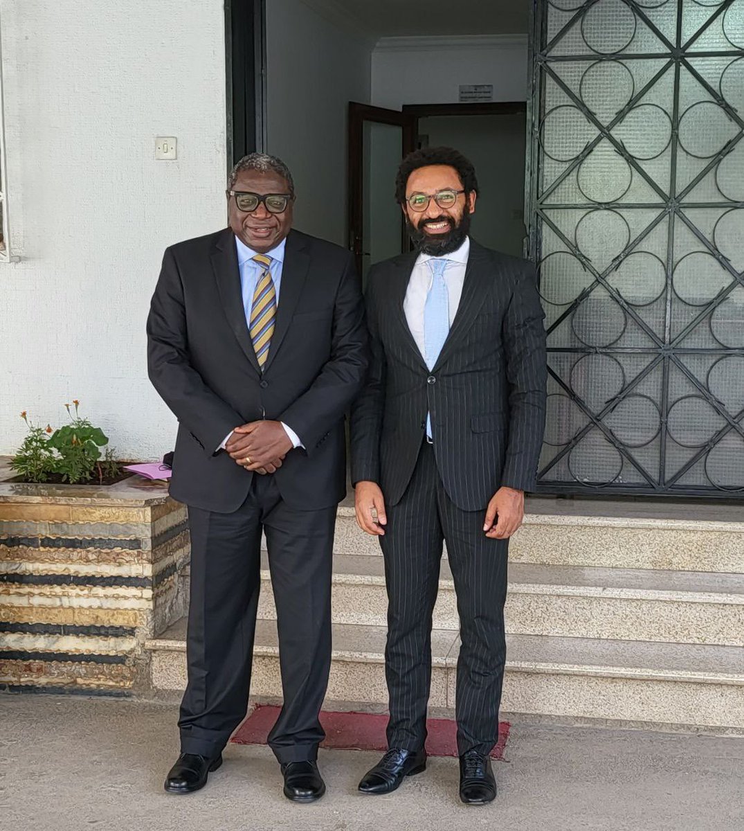 africa_amani's tweet photo. Our Director held productive meeting with incoming Chairperson of the @_AfricanUnion Peace &amp; Security Council (PSC) H.E. Amb Churchill @ewumbue_monono on preparations for the month of May &amp; areas of collaboration in supporting the program of work of the PSC for the month of May. https://t.co/66E1NtcZna