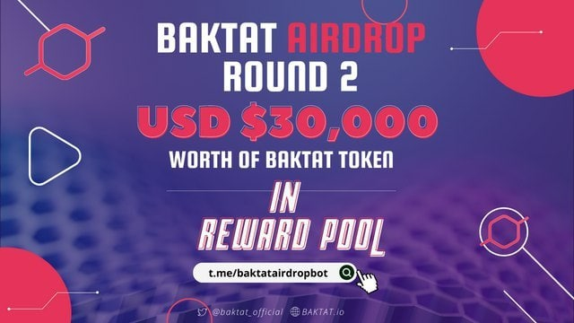 CryptoTownEU's tweet photo. 🚀 Airdrop: Baktat Round 2
💰 Value: $30,000 $BAKTAT Pool
👥 Referral: 10 Points
📅 End Date: 15 May 2022
🏦 Distribution Date: After Listing in Exchange

Talk with the Telegram Bot
https://t.co/rR0yBz17RD

#Airdrop #Airdrops #Giveaway #Crypto https://t.co/sMZnuMzwBG