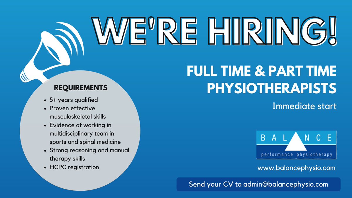 Are you an experienced physio? Know an experienced physio? We're looking for a new addition to our multidisciplinary team! Get in touch via the email listed below if you've got what it takes 💪 #jobopening #physiotherapist