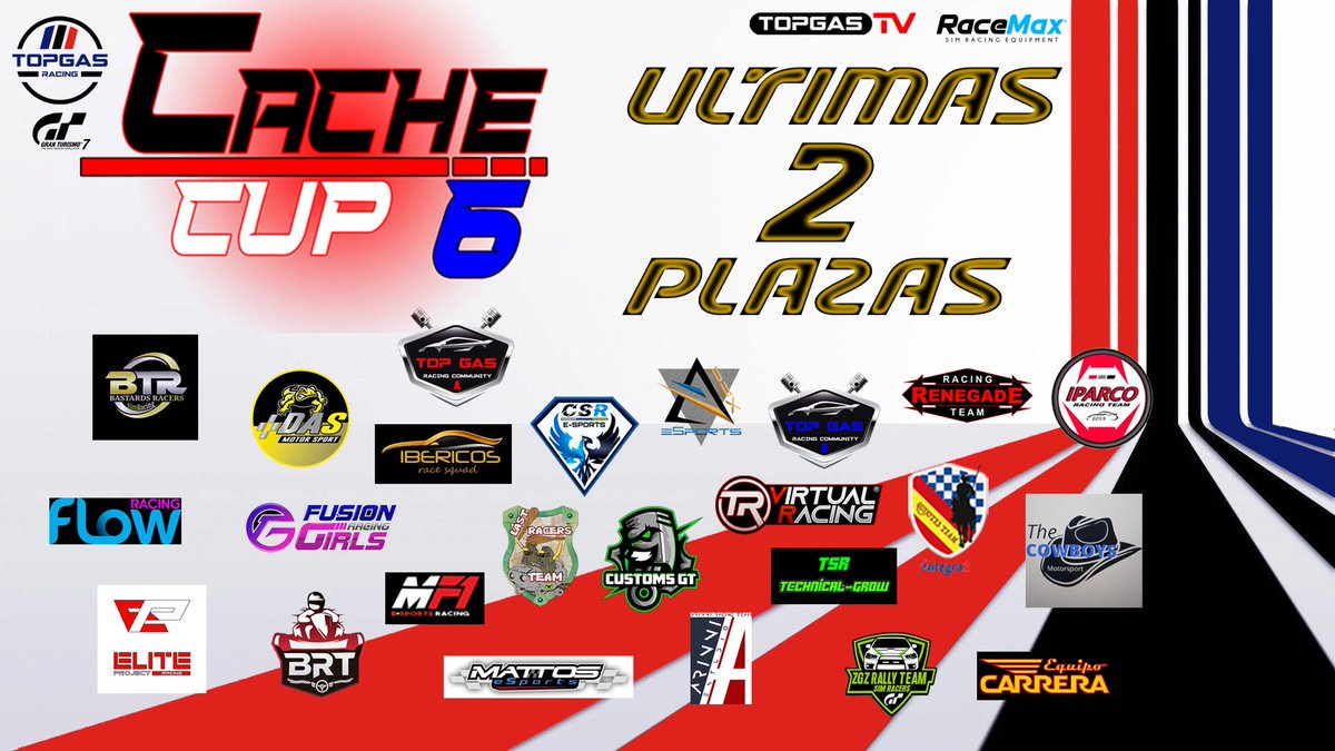 TGR_Anibal's tweet photo. Vamos que estamos a punto de cerrar inscripciones @TopGasRacingCo1 @GTSportMedia @esp_gran #cachecup #topgas https://t.co/ebqwTvDFbv