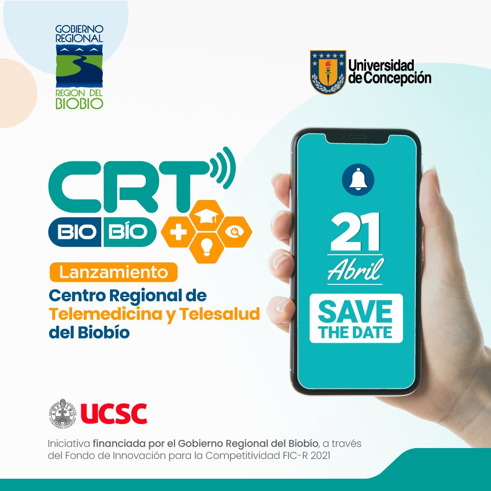 LANZAMIENTO DEL CENTRO REGIONAL DE TELEMEDICINA Y TELESALUD DEL BIOBÍO

Hora: 11:30
Fecha: 21 de abril

¡Prontamente Link de inscripción!
<a href="/cecalUdeC/">CECAL UdeC</a>
 <a href="/Rectoria2022/">Carlos Saavedra Rubilar - Rectoría UdeC 2022</a>
 <a href="/Red_REUNA/">REUNA</a>
 <a href="/RedBiobio/">RedBiobio</a>
 <a href="/BiobioSalud/">Servicio Salud Biobio</a>
 <a href="/gorebiobio/">Gobierno Regional del Biobío</a>