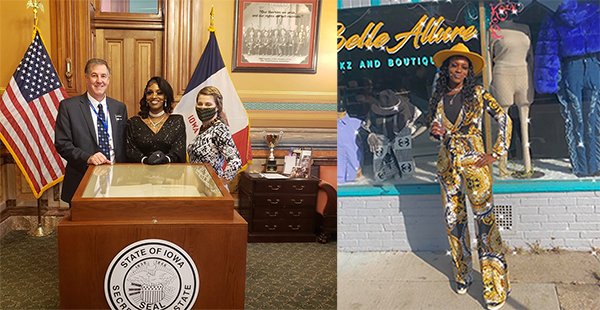 CCforIowa's tweet photo. @NEiowaCC graduate Erica Brewer received a Woman Entrepreneur of the Year award from the Iowa Small Business Development Center for her store, Belle Allure Minkz and Boutique. Article link: https://t.co/8HMFHx6yNq #CCMonth #IowaCCMonth @CCTrustees https://t.co/HVlwyWD6GY
