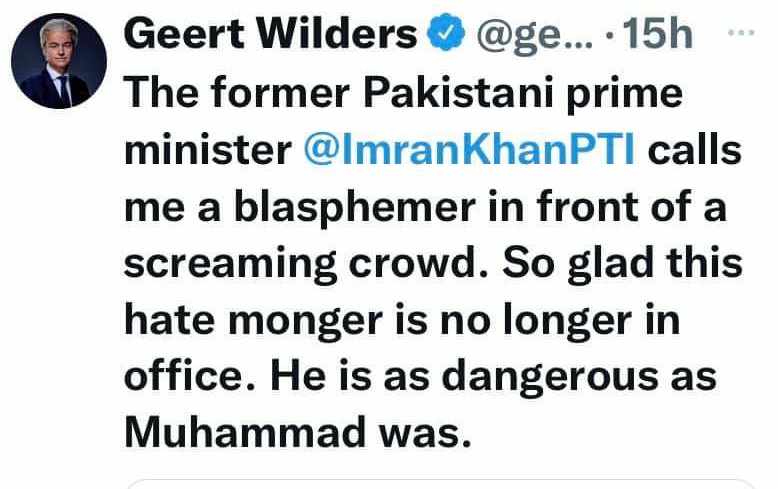 Shireen Mazari (@shireenmazari1) on Twitter photo This is an insult of our beloved Prophet PBUH & <a href="/ImranKhanPTI/">Imran Khan</a> was absolutely right in calling him a Blasphemer. IK has been in forefront of raising his voice against Islamophobia. Why is #CrimeMinister now keeping silent - this is not about IK but about Islam & our Prophet PBUH This is an insult of our beloved Prophet PBUH & <a href="/ImranKhanPTI/">Imran Khan</a> was absolutely right in calling him a Blasphemer. IK has been in forefront of raising his voice against Islamophobia. Why is #CrimeMinister now keeping silent - this is not about IK but about Islam & our Prophet PBUH