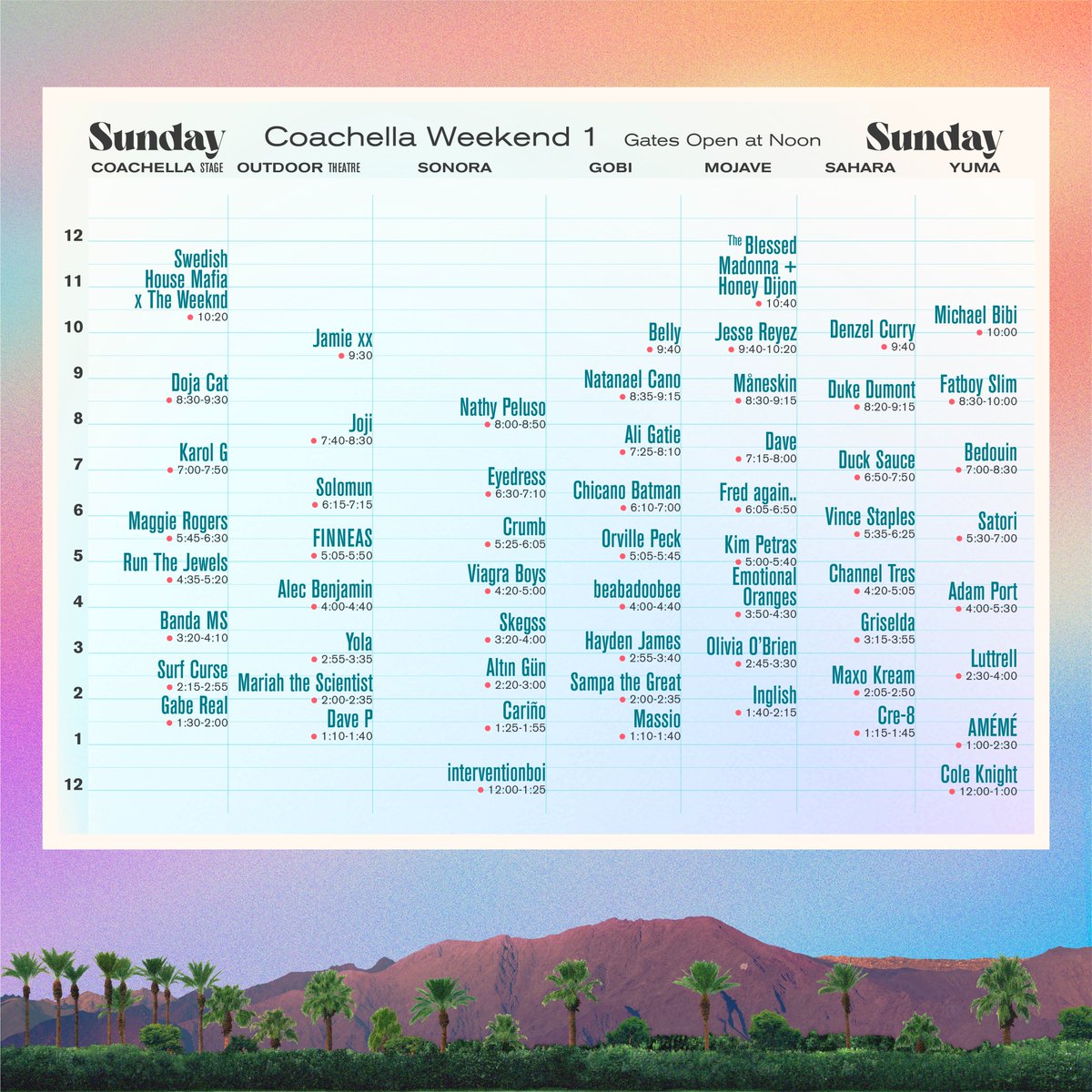Coachella schedule 2022