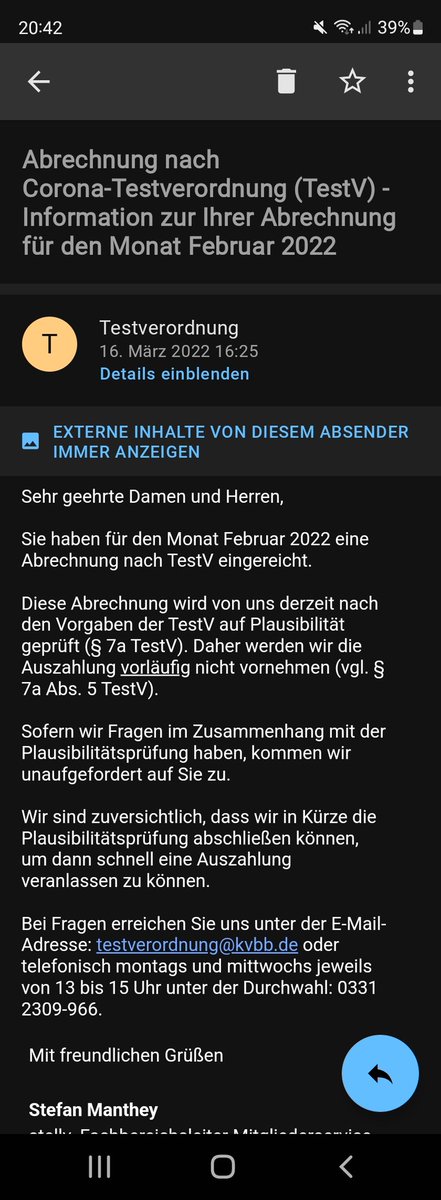 Schnelltestbb's tweet photo. @kbv4u @Karl_Lauterbach @BMG_Bund @Bundeskanzler Wie stellen Sie sich das vor! Seit Januar keine Bezahlung. Keine Nachweise anfordern, keine Stellungnahme abgeben, keinen Abschlag zahlen. Aber wir sollen das wirtschaftliche und gesundheitliche Risiko tragen! Schämt euch alle! https://t.co/iVou64APq9