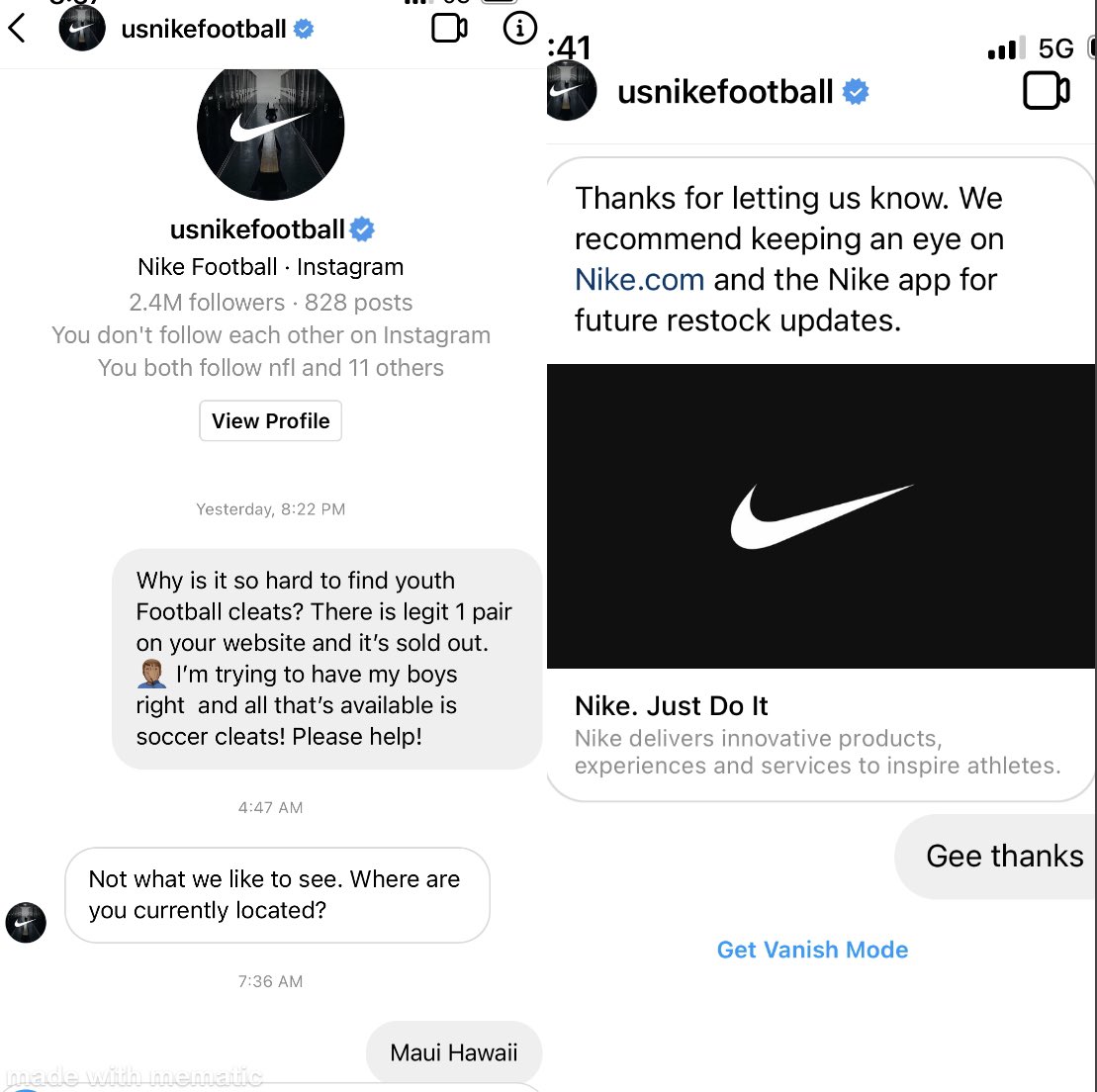 aaronddiaz's tweet photo. That one time I thought @usnikefootball was actually going to help us out 🙄 #nike #football #youthsports #popwarner #dissapointed @obj https://t.co/KlXVwXCI2g