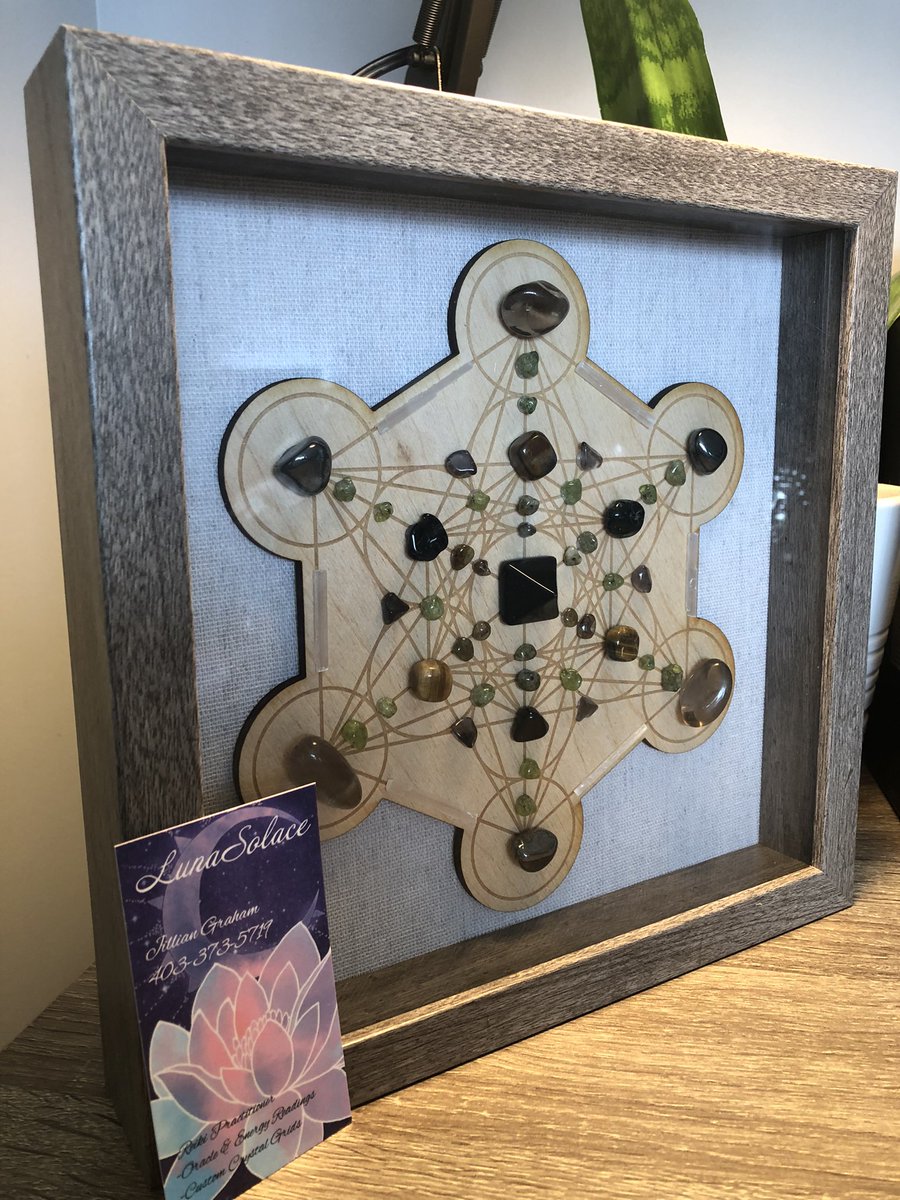ByLunaSolace's tweet photo. Deep Healing &amp; Protection Grid. This custom piece was created using Obsidian, Garnet, Peridot, Tiger’s Eye, Hematite, Smoky Quartz, Black Tourmaline, &amp; Selenite. 
Using the power of crystals, sacred geometry and Reiki energy to manifest the intention desired. #reiki #crystalgrid https://t.co/ga3x7ayClH