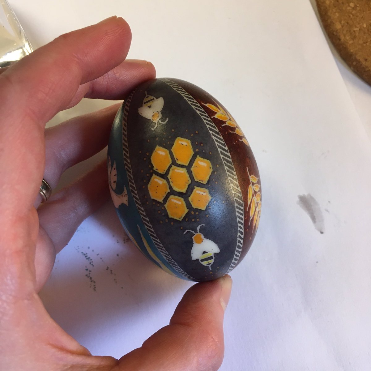 wyattr_a's tweet photo. First egg of the year is full of wishes for Ukraine. 🇺🇦 https://t.co/jfJ2LmH30n