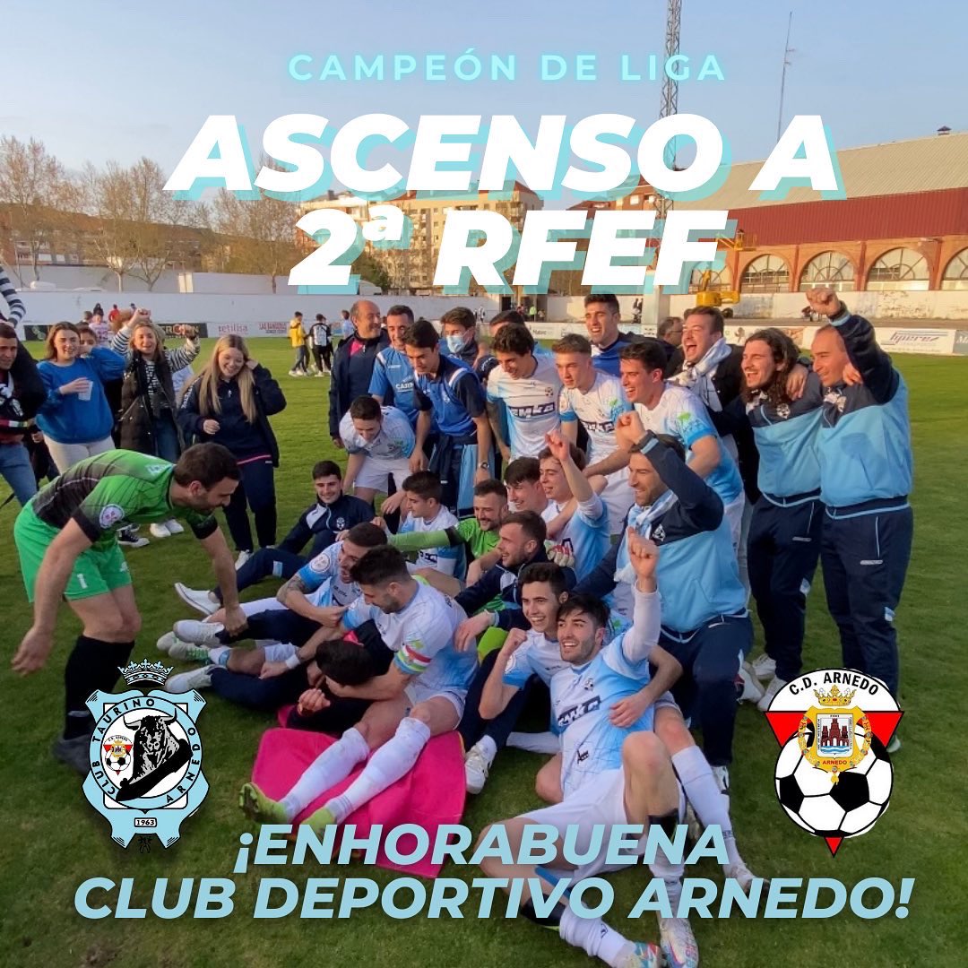 💙🤍 ENHORABUENA <a href="/CDArnedo/">CD Arnedo</a> 

🙌🏼 En especial a los jugadores <a href="/Manurubio_17/">Manuel Rubio</a>  <a href="/PaulinoLeon2/">PPPLEON</a>  @DavidPerez510 y <a href="/IvanPascualR10/">Ivan Pascual Rubio</a> socios de nuestro Club Taurino

🏆 El <a href="/CDArnedo/">CD Arnedo</a> se ha proclamado CAMPEÓN DE LIGA y ha logrado hoy el ASCENSO A 2ª RFEF 

🤟🏼 <a href="/urdialesweb/">Diego Urdiales</a> no se lo ha perdido!