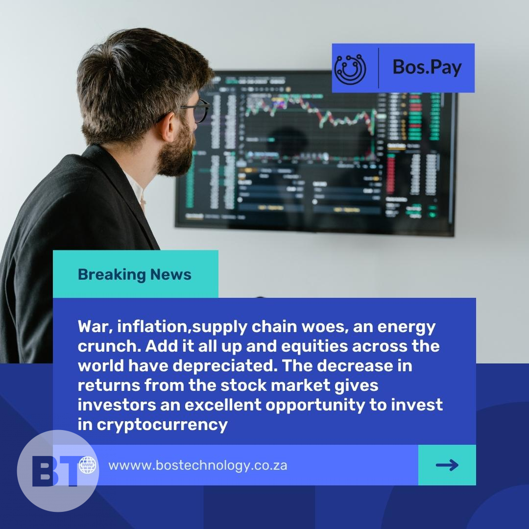 The past quarter has been a terrible one for investors in the stock market.  Let us help you make the switch and spend your profits.
Visit our site for more: bostechnology.co.za
#Euthereum
#Cardona
#BOS.Pay
#crypto