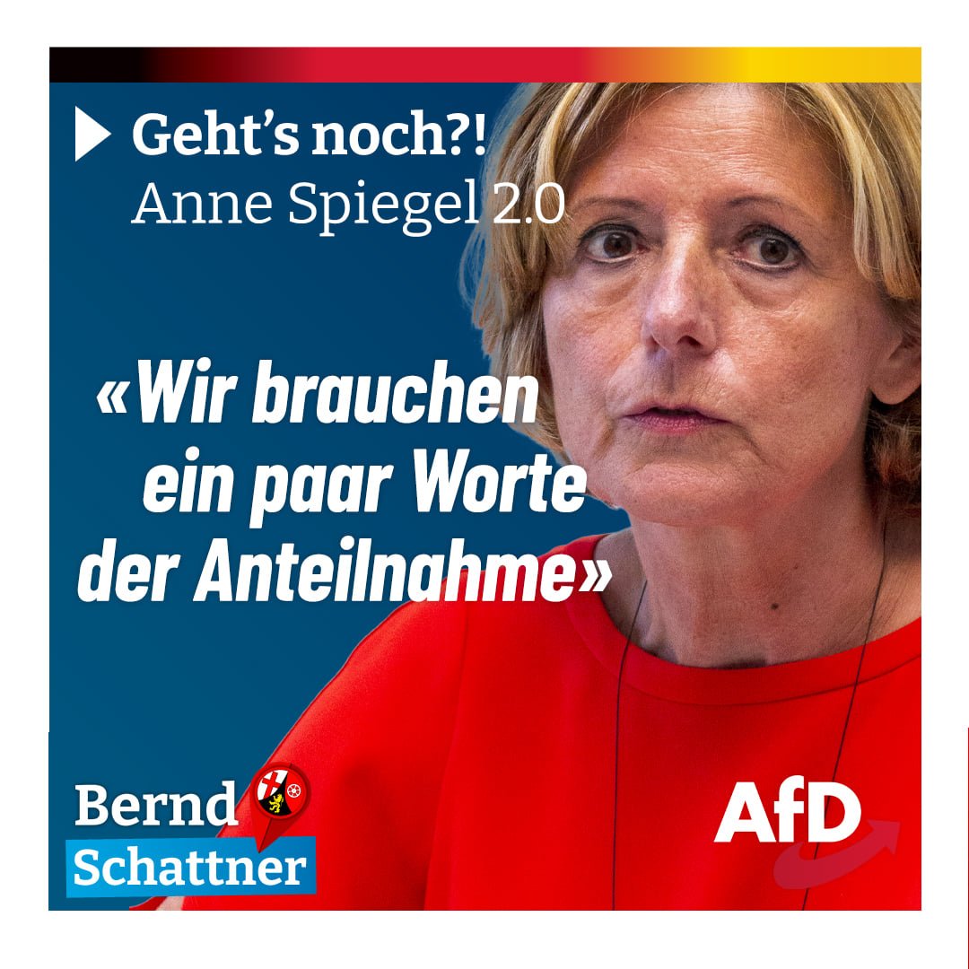 «Wir brauchen ein paar Worte der Anteilnahme» simste sie, nachdem schon alles zu spät war. Stattdessen hätten sie schnelle Hilfe gebraucht - schon bevor die Fluten ihre Angehörigen aus dem Leben rissen.

#AnneSpiegel ist zurückgetreten. Wann ist Schluss für #MaluDreyer?

#Dreyer