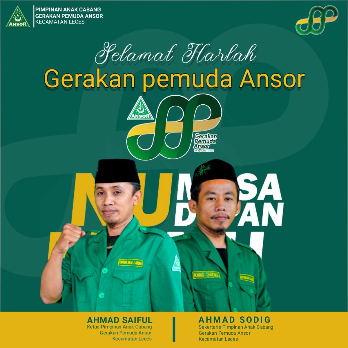 Selamat harlah gerakan pemuda ansor yg ke-88....
#tetapsemangatansor
#spiritbaruansorjatim
#ansorbansersatukomando