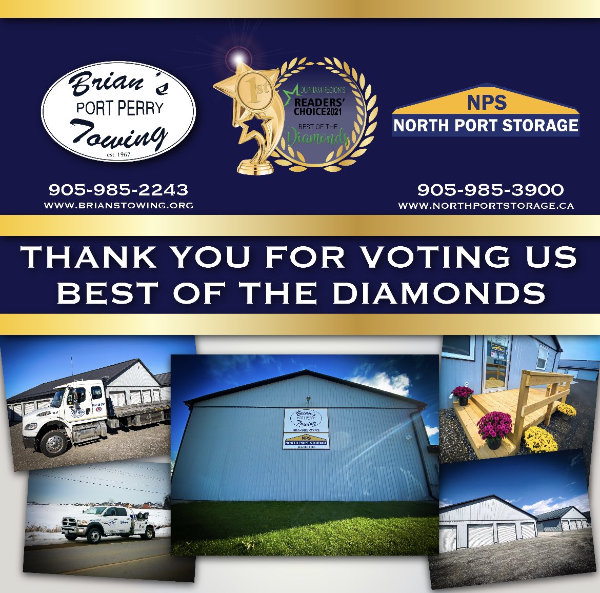 brians_towing's tweet photo. We would like to give our thanks and appreciation to all who voted for Brian’s Towing in the Readers Choice Awards. Congrats to our sister company North Port Storage as well!
#towing #scugog #portperry #uxbridge #SupportSmallBusiness #supportlocal #storage 

📷: Geek Design https://t.co/yHEdczEQiS