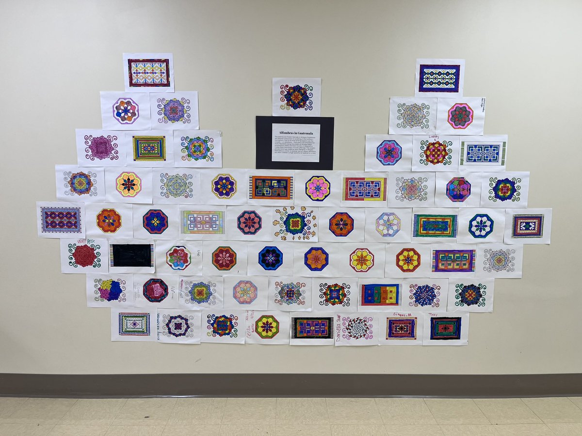 HiltonCSDFrench's tweet photo. 5th and 6th grade World Language students learned about Semana Santa in Guatemala this week! They learned about the Easter week processions, alfombras, food and traditions… and then colored their own “alfombras”! 💗💚💛💜🧡💙❤️ https://t.co/u1XKtgqv9R