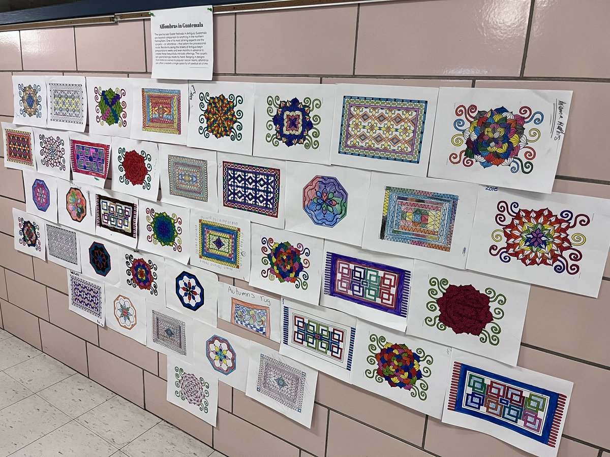 HiltonCSDFrench's tweet photo. 5th and 6th grade World Language students learned about Semana Santa in Guatemala this week! They learned about the Easter week processions, alfombras, food and traditions… and then colored their own “alfombras”! 💗💚💛💜🧡💙❤️ https://t.co/u1XKtgqv9R